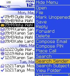 Managing messages To search for all messages that relate to the sender of the selected message, click Search Sender.