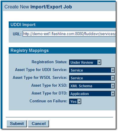 2. Enter the URL for the desired UDDI location in the URL text field. 3. Set the Registry Mappings parameters as necessary.