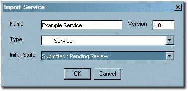 Enter a name and version number for the service Select an asset type Select the