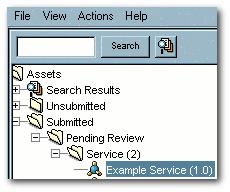 The service appears in the file tree in the Asset Editor under the selected