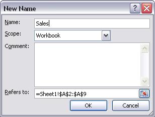 formula easier. Select A2:A8, then right-click and select Name a Range.