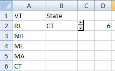 Enter the following formula in B2: =INDEX(A1:A6,D2,1) The INDEX function lets us pick one value from a array of values. The first argument describes the range containing the array.