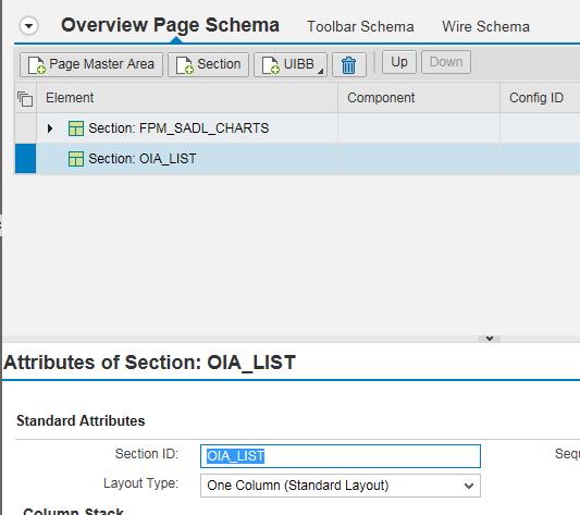 In the Attributes of Section panel, enter the Section ID as OIA_LIST. 2.