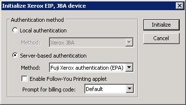 9 Click the Initialize button to open the Initialize device dialog.