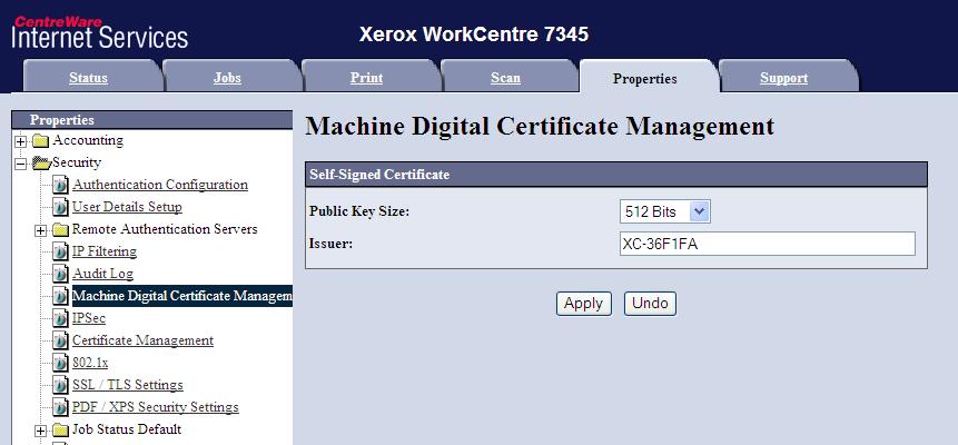 2 When prompted, enter your Administration User Name and Password. The Xerox web configuration page opens (CentreWare Internet Services).