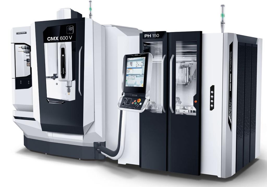 DMG MORI automates numerous universal machines and machining centres from its wide portfolio with the PH 50 pallet handling system.
