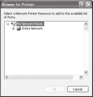 INSTALLING THE SOFTWARE 5 Click the "Add Network Port" button. In Windows Vista, the "Add Network Port" button does not appear. 6 Select the network printer that is shared and click the "OK" button.