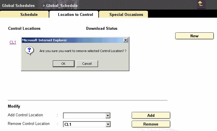 Note: A control location to which a global schedule is not associated appears without any global schedule name under the Assigned To column. 8. Click Create.