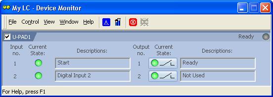 4 Using the U-PAD Clarity Hardware 4.4 Device Monitor The Device Monitor window can be invoked by the Monitor - Device Monitor command from the Instrument window or using the Device Monitor icon.