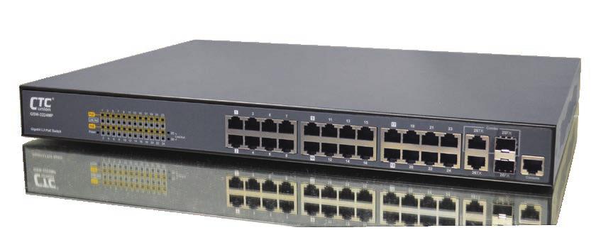 Switch GSW-3224MP 24x GbE, RJ45 + 2 Dual Rate SFP L2+ Managed Switch The GSW-3224MP is 24-port 10/100/1000M + 2 Gigabit SFP/RJ45 Copper Combo Ports L2+ Full Managed Switch that is designed for small