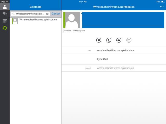 Using Lync To begin a conversation in Lync, search for the person you want to chat with.