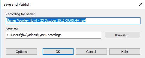 Here you can re-play your recordings and rename them. Once you have viewed the recording and you are happy to save it, click Publish and then choose where you want to save the recording.
