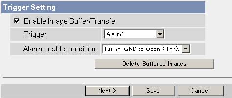 Buffering or Transferring Images by Alarm Signal You can buffer the camera images, transfer to an FTP server or send E-mails using alarm as a trigger.
