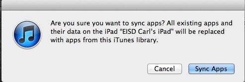 The bad news is you ll have to go through and re-sync those back onto the device. To do this, be sure Sync Apps is checked.
