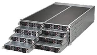 The desktop infrastructure and test configuration were held within a Supermicro blade chassis, which consists of 8 nodes (SYS-F618R2-R72+).