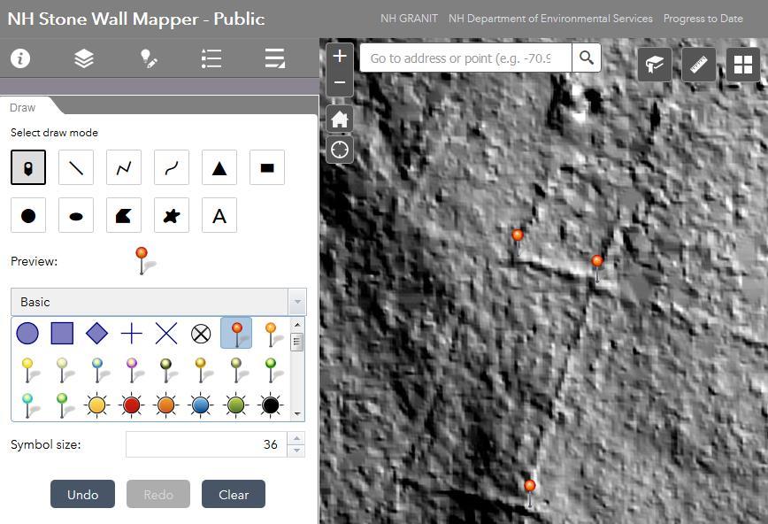 The Draw tool allows the user to mark up the map with text, lines,