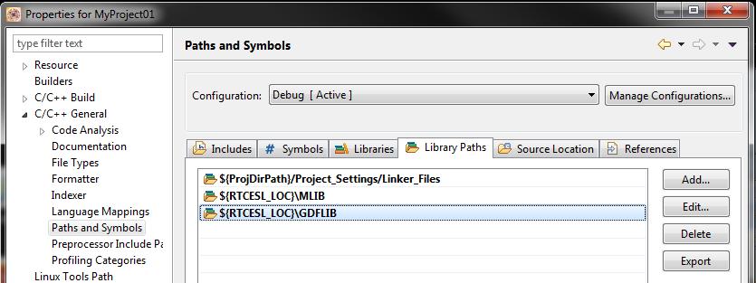 Library integration into project (Kinetis Design Studio) 4. Click the Add button on the right, and a dialog appears. 5.
