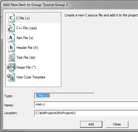 Library integration into project (IAR Embedded Workbench) Figure 1-37. Adding new source file dialog 3. Click Add, and a new source file is created and opened up. 4.