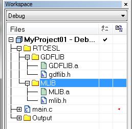 Library integration into project (IAR Embedded Workbench) 8. Click on the newly created node GDFLIB, and go to the main menu Project > Add Files. 9.