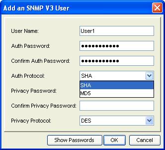Chapter 8: Managing Infrastructure Device Servers 98 2 Click Edit. 3 In the Infrastructure Server Profile tab, find the Device Access Privileges region. 4 Click the SNMP V3 tab. 5 Click Add.