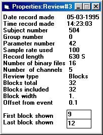 blocks shown (>>). It is not possible to zoom in on data within a discrete block. The Properties window displays which blocks are shown in a multi-block Review.
