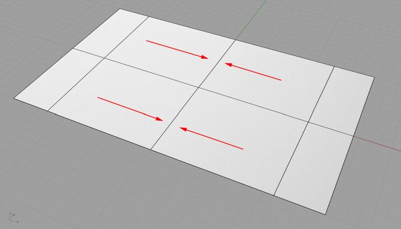 Merging preselected edges 1. Select edges of both surfaces 2.