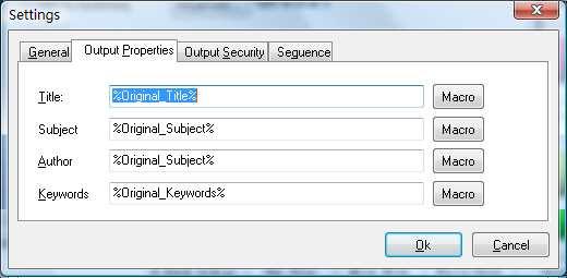 Settings: Security The output security settings option allows you to choose the security for your split documents.