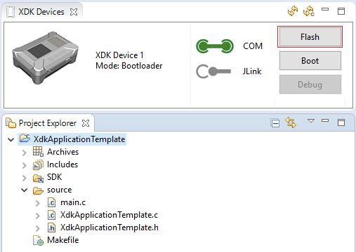 Also you can rename the XDK device here. (Picture 7). Picture 7: Connected XDK devices The COM and JLink buttons in the device list (picture 7) can also be manually activated or deactivated.