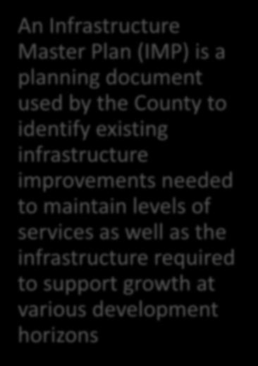 What is an IMP? Status of the IMP Infrastructure Master Plan What will the IMP do?