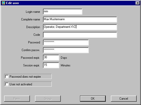 3-6 User Management Setup Exit In order to exit User Management, press the "Exit User man." F-key. The main User Management screen is closed and you return to the Setup menu. 3.