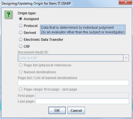 So when clicking the cell Origin for DIABP the following dialog is displayed: where can select between: Assigned: judgement from evaluator not