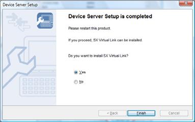 (16) Select Yes and select Finish and install SX Virtual Link.