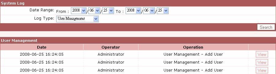 3 ESDA System Log Monitoring In the ESDA, there are six types of system log to help the Administrator to review daily operations.