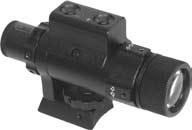 Lens fixation knob Battery housing Reticle brightness adjustment Master power button Manual focus lens Elevation 5