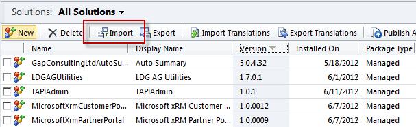 Importing the Record Rollback Solution The Record Rollback solution must be imported into Dynamics CRM before any of its functionality can be leveraged.