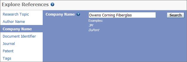 C. Search by Company Name To begin, click Company Name. Enter the name of one organization into the query entry text box.
