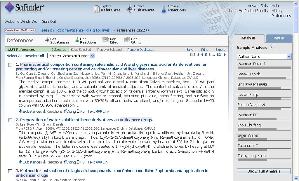 Informative references answer page -Abstract information for quick reference, with the keyword highlighted -Get related