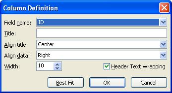 Working with Views The Column Definition dialog box HIDING A TABLE COLUMN Some tables may provide more information than you need at the present time.