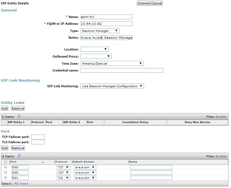 7.3.3. Adding Avaya Aura Session Manager Select SIP Entities on the left and click on the New button on the right.
