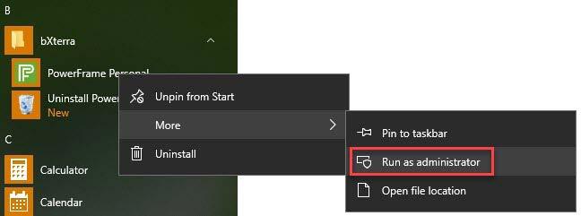 Personal icon and select Run as administrator.