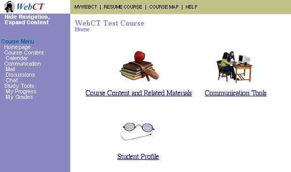 Click on the Go to course text link to enter your course. Your screen should look similar to this.