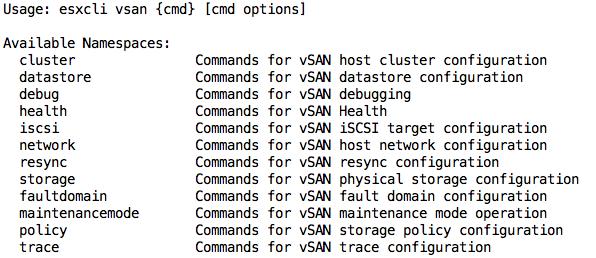 targets. esxcli vsan commands 3.5 Health and Performance Monitoring The vsan Health function in the vsphere Web Client includes new features.
