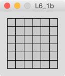 b. D1 Convert the solution for part 1f in Lab 5 (the sketch called L5_1f ) to use a parameterless function called grid that draws the 6 by 6 grid composed of 14 black lines that fills the canvas.