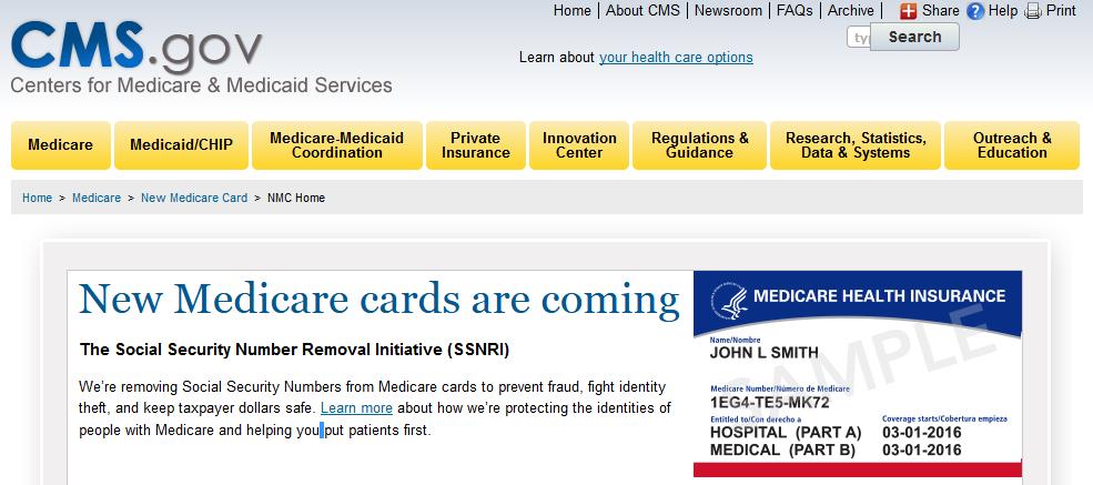 CMS New Medicare Card Web Page Access at