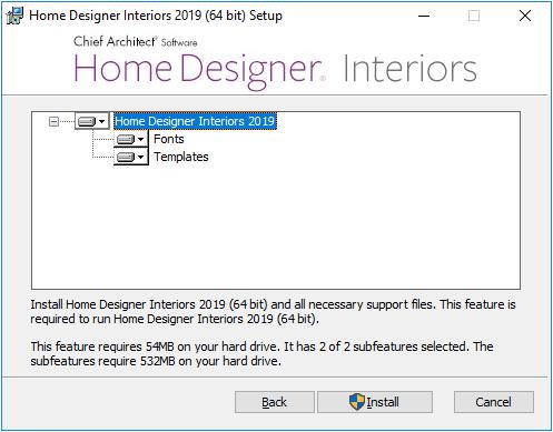 Installing Home Designer Interiors Choose Items to Install 6. You can use this window to specify what features you wish to install. Click on a line item to select it.
