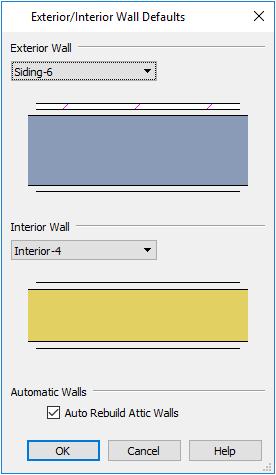 Setting Defaults Wall Defaults The Wall Defaults dialog let you specify the thickness, materials, and other characteristics of the walls that are drawn by each of the Wall Tools.
