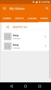 You may search music from the following options: Genres, Artists Albums, and Songs You may also save, play, and organize music through playlists Set Music Player in