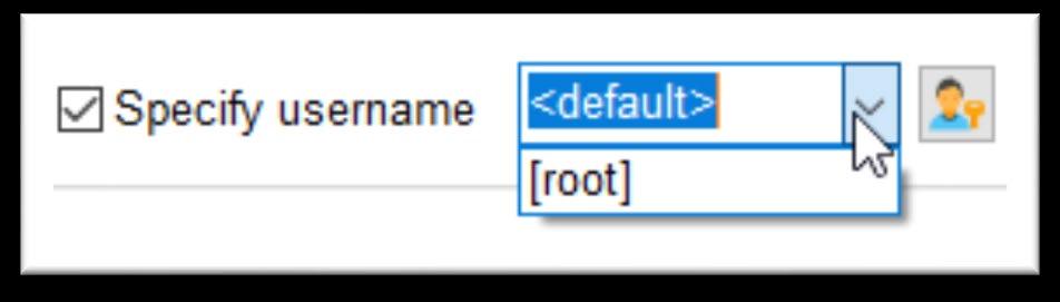 Next click on the checkmark to select the root user and click OK: In the sessions tab (on the