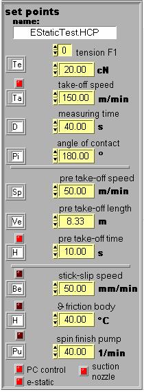 Controls Before any measurement routine is started, the set-point values and other control parameters are loaded from files already on hand, edited if necessary, and then displayed in the Set points