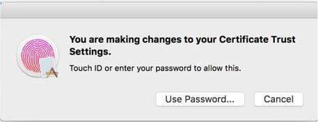 your local user password and then click OK.